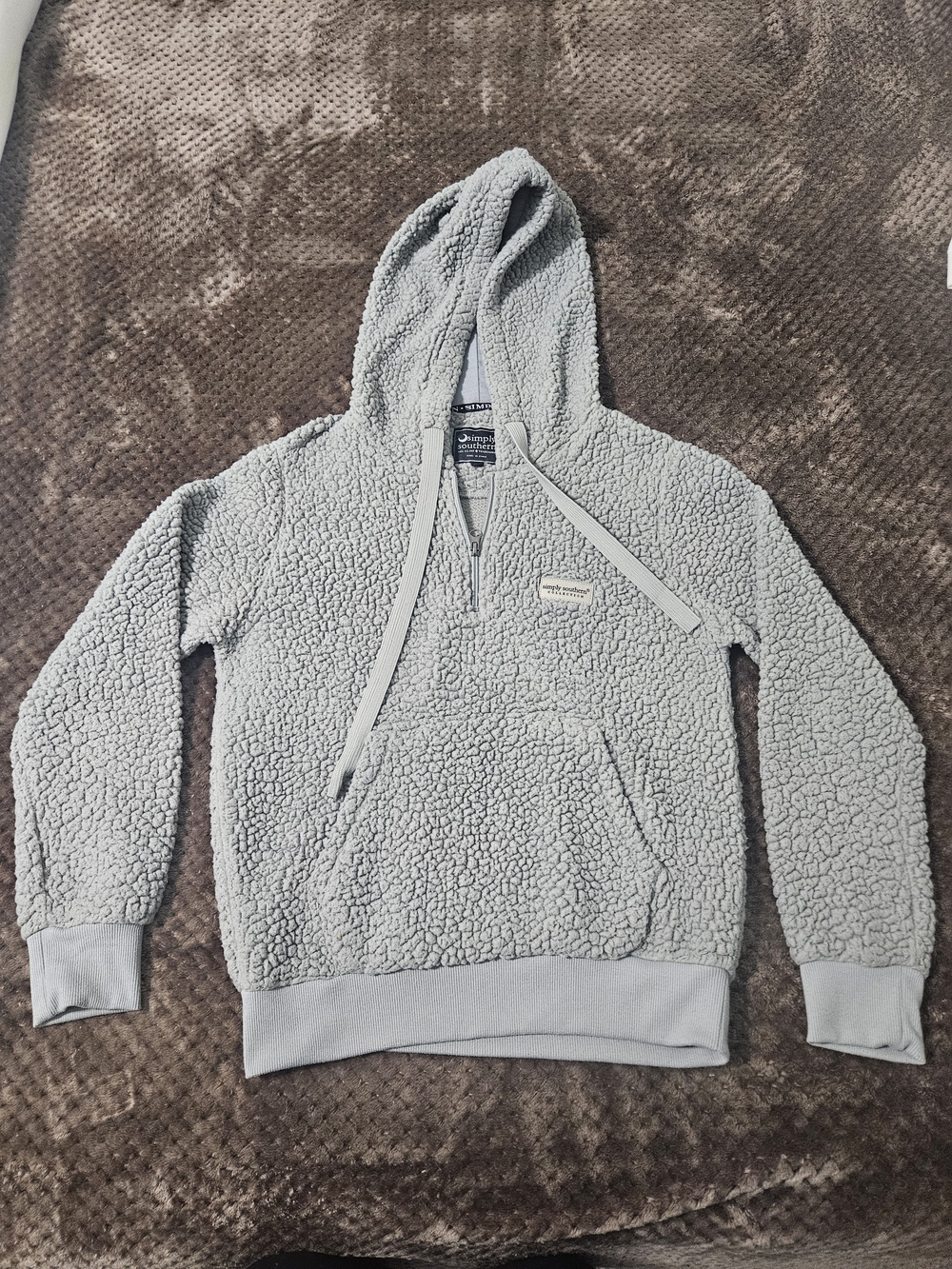 Simply Southern Light Gray Sherpa Half-Zip Hoodie